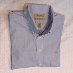 Gold Label Roundtree and Yorke 100% Cotton 80s non-iron pinpoint NWOT blu/wht